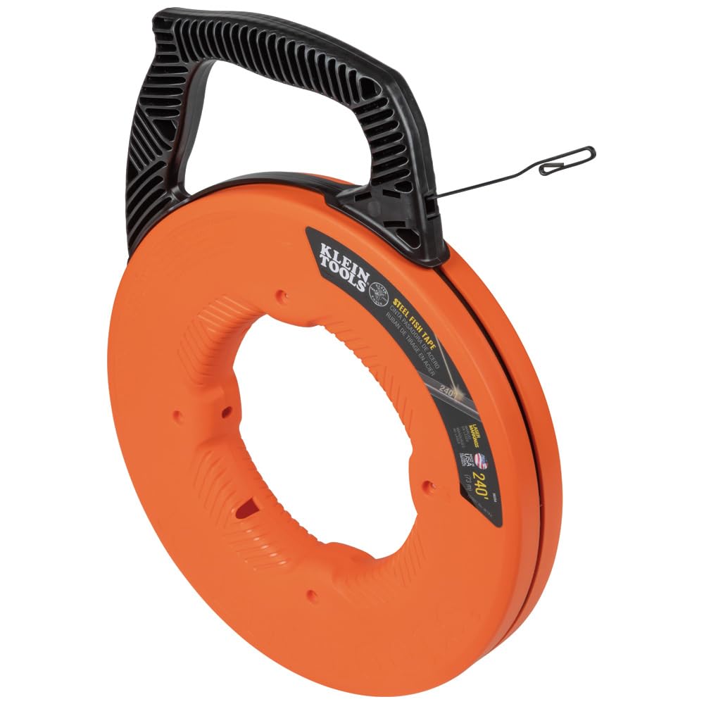 Klein Tools 56334 fish tape with double loop tip for heavy-duty wire pulls.
