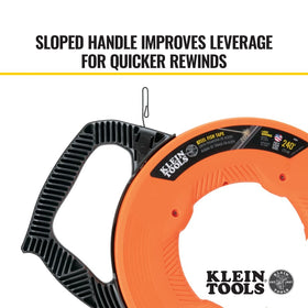 1/8-inch high-carbon steel tape for strong, flexible long pulls.