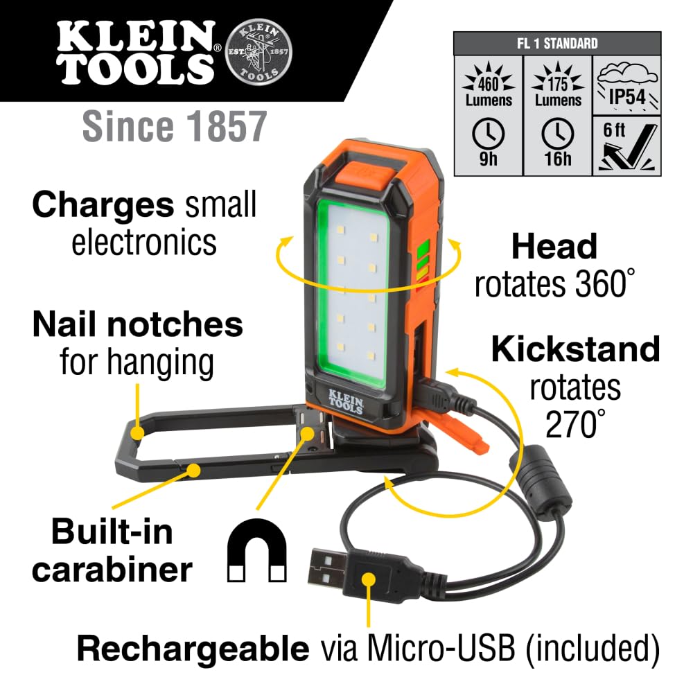 Klein Tools 56403 LED Light head rotates for versatile lighting angles