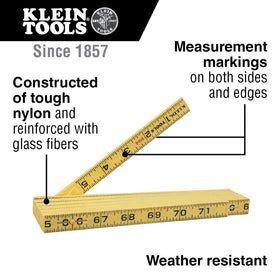 Klein Tools 6-foot fiberglass folding rule ready for durable field use