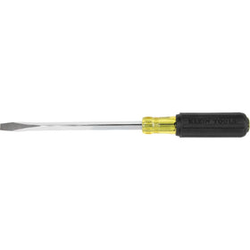 Klein Tools 600-8 keystone-tip screwdriver top view showing tip orientation.