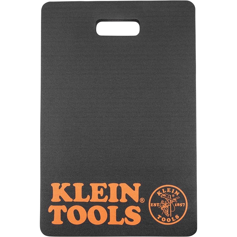 Klein Tools 60135 kneeling pad stored with handle for portable storage.