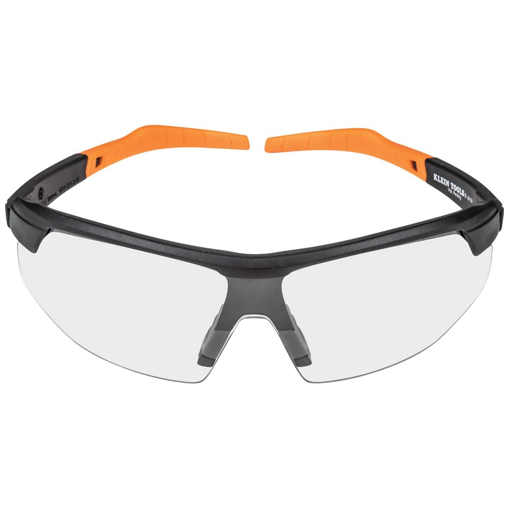 Klein Tools protective eyewear compatible with optional hard case and lanyard.
