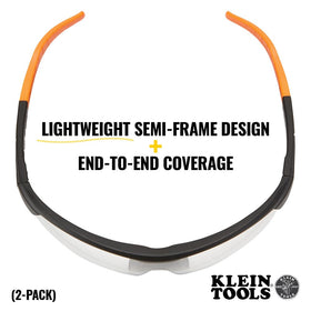 Klein Tools UV-blocking clear lenses protect eyes from sun exposure.
