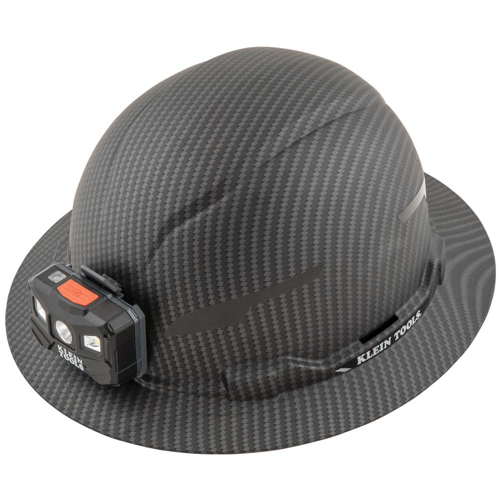 Klein Tools 60346 KARBN hard hat front view showing durable shell and cooling potential.