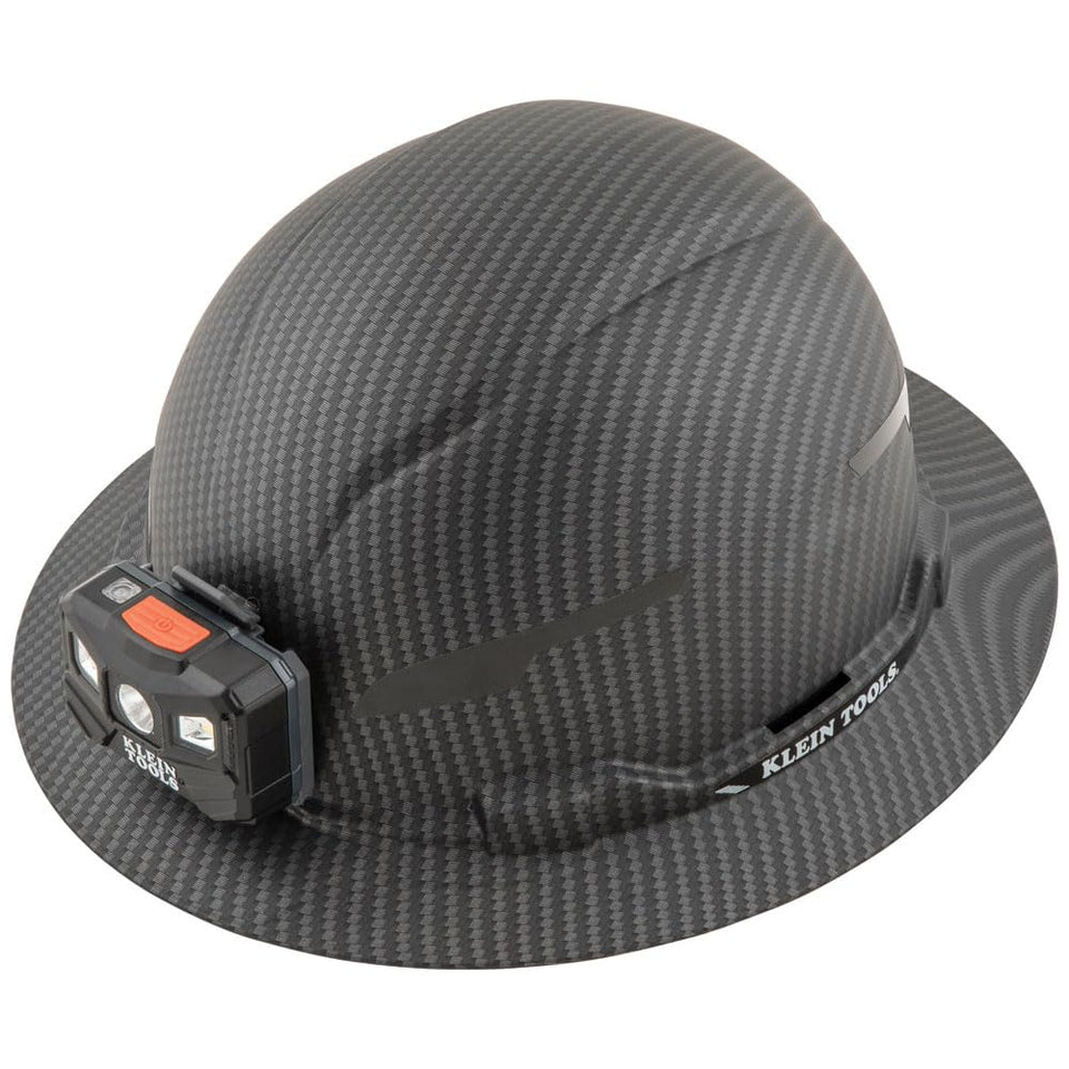 Klein Tools 60346 KARBN hard hat front view showing durable shell and cooling potential.