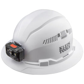 Klein Tools 60407RL hard hat front view with secure headlamp mount for hands-free lighting