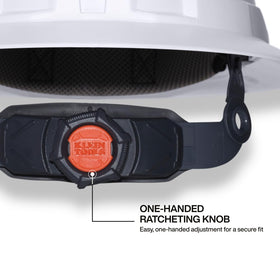 Klein Tools 60407T2RL six-point suspension cushions the head for comfort.