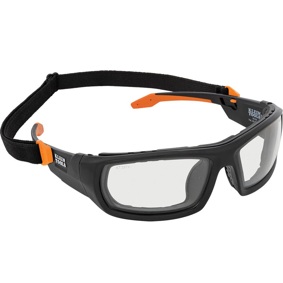 Klein Tools 60470 safety glasses front view with full coverage for eye protection.