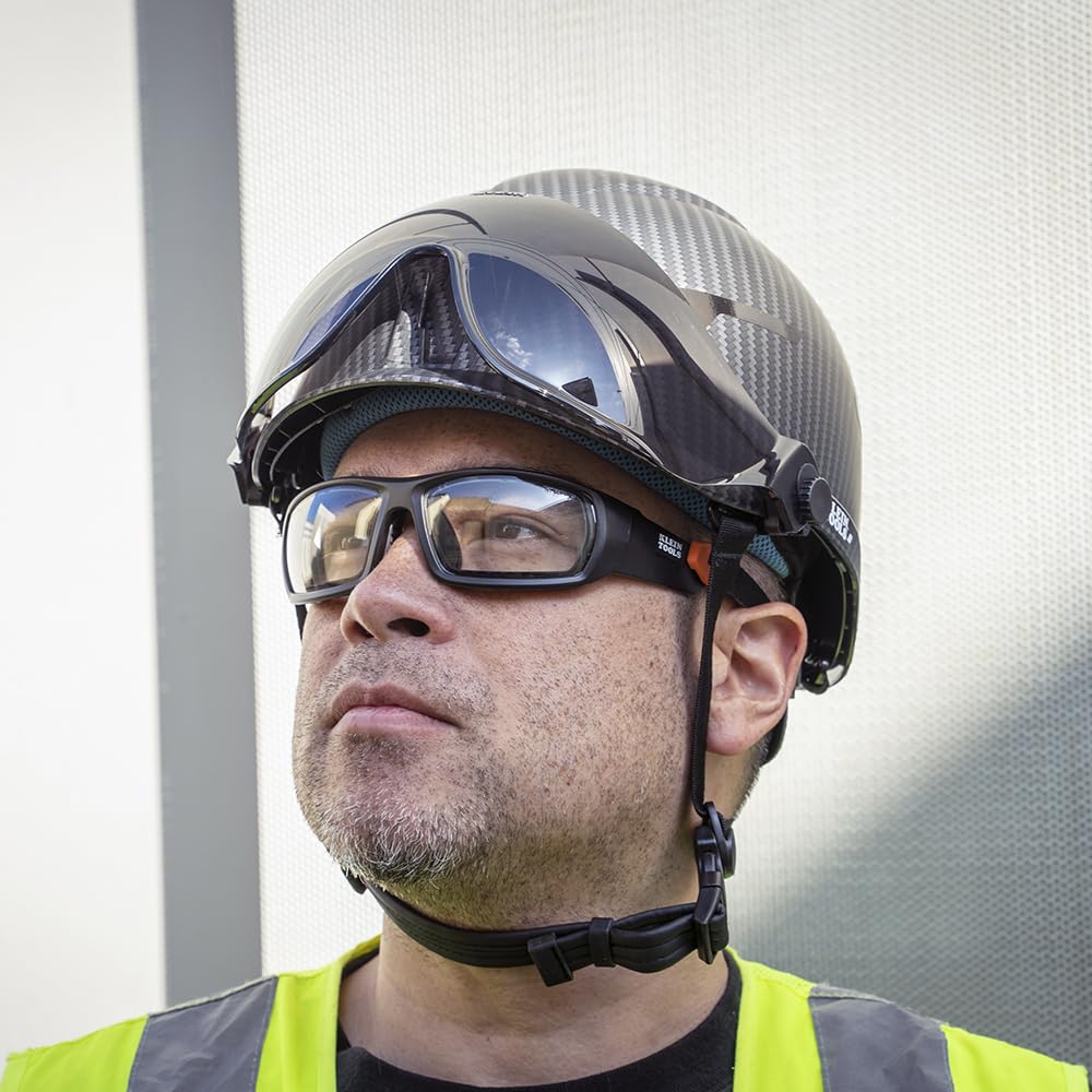 Klein Tools 60470 safety glasses compatible with hard case and lanyard.