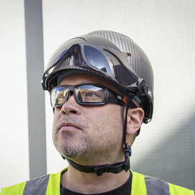 Klein Tools 60470 safety glasses compatible with hard case and lanyard.