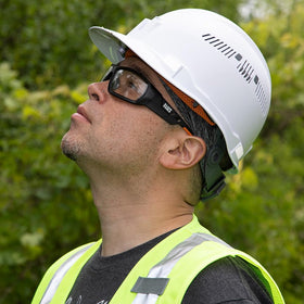 Klein Tools 60470 safety glasses UV protection blocking 99.9% of harmful rays.