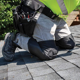 Klein Tools 60492 knee pads worn under or over pants for versatile use.