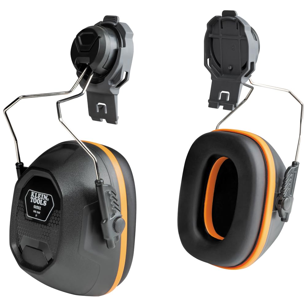 Klein Tools 60502 earmuffs with full-brim attachment for construction comfort