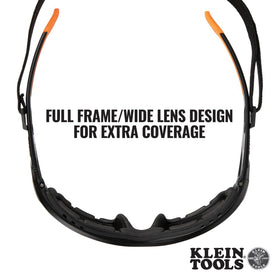 Klein Tools 60538 gasket safety glasses side temples provide secure, comfortable fit during extended wear.