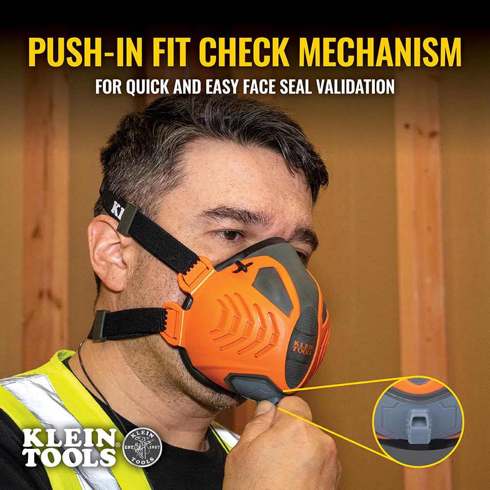 Downward exhalation valve on Klein Tools 60552 prevents fogging
