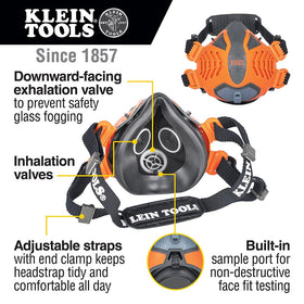 Replaceable filters slot on Klein Tools 60552 P100 half mask