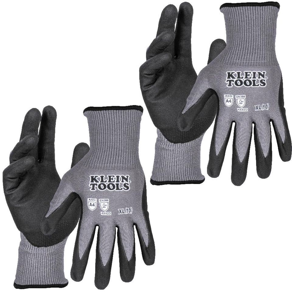 Klein Tools 60590 knit dipped gloves with nitrile grip for dry and oily surfaces