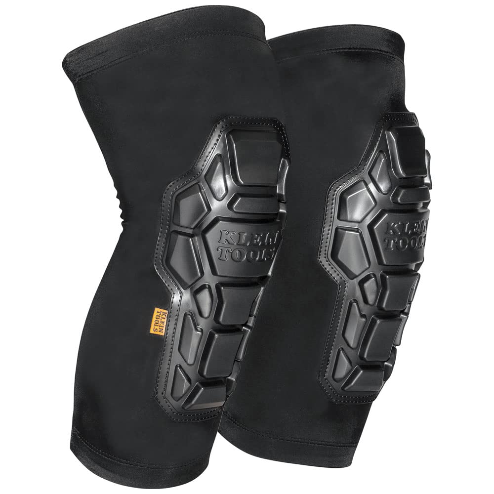 Klein Tools 60611 knee pads shown in compact design for tight spaces.
