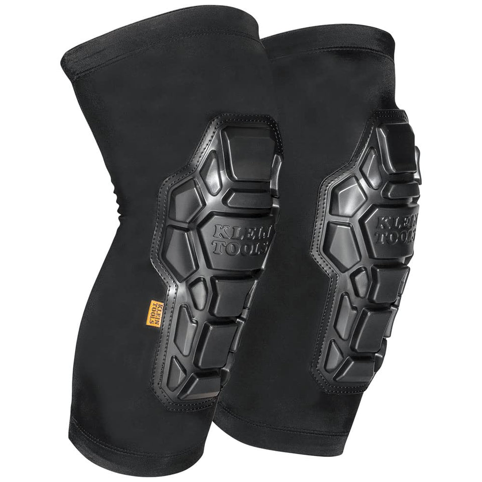 Klein Tools 60611 knee pads shown in compact design for tight spaces.