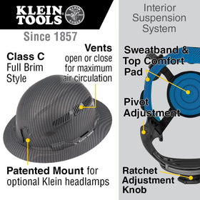 Klein Tools 60626 KARBN back view, vented shell for airflow.