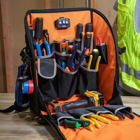 Klein Tools 62482 front flap workstation extends workspace on site