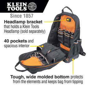 Klein Tools 62800BP interior showing 27 pockets for larger tools