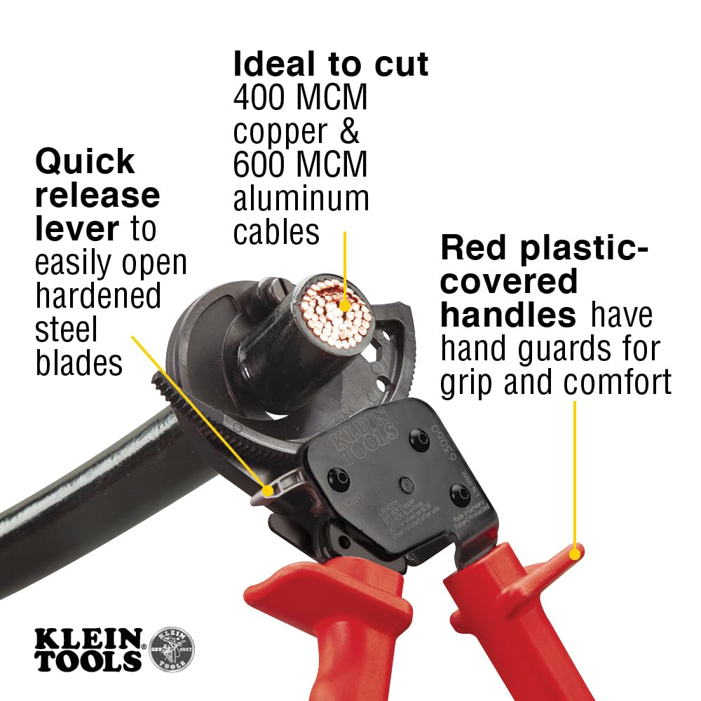 Klein Tools 63060 cutting copper up to 600 MCM with precision