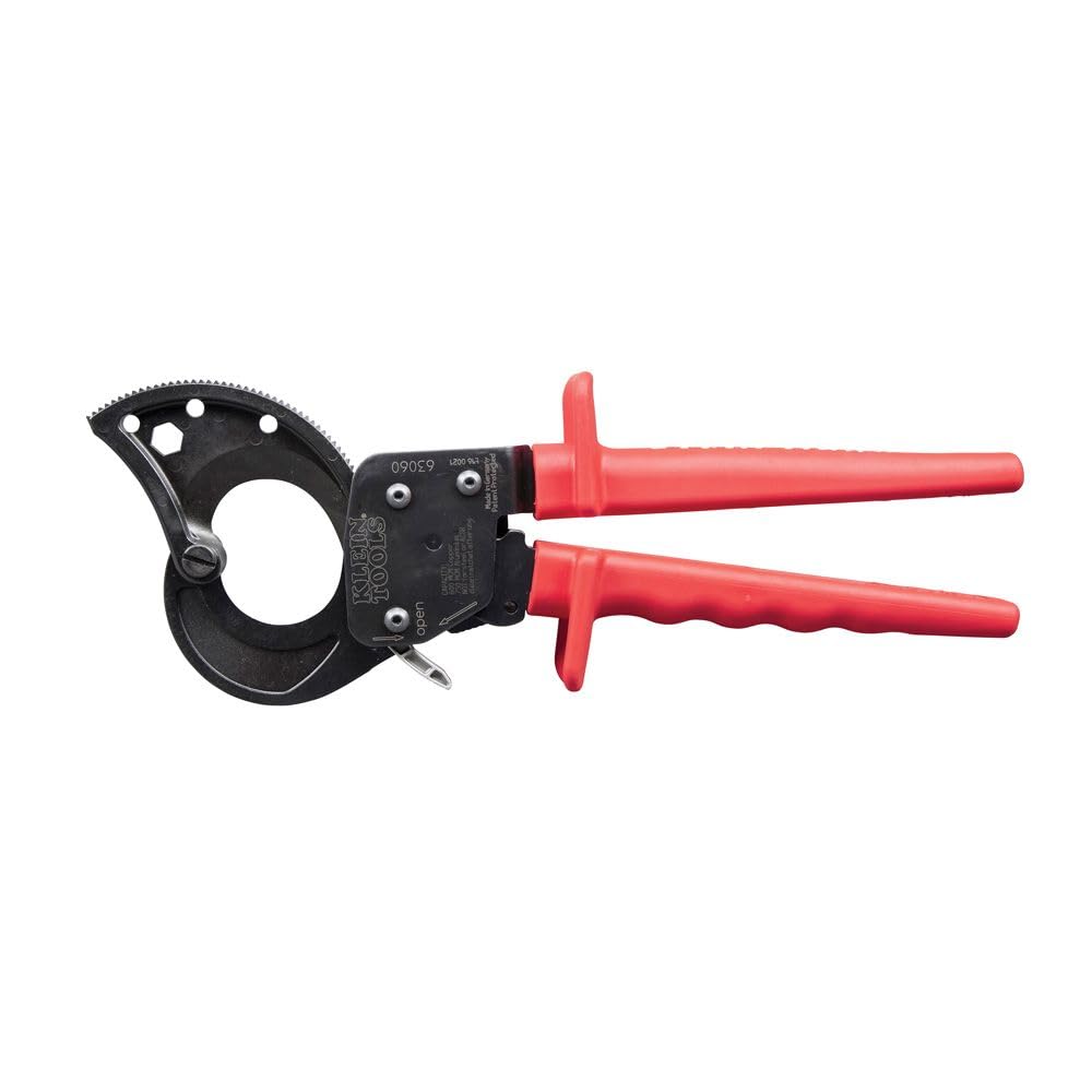 Klein Tools 63060 ratcheting cutter cutting copper cable up to 600 MCM for heavy-duty work