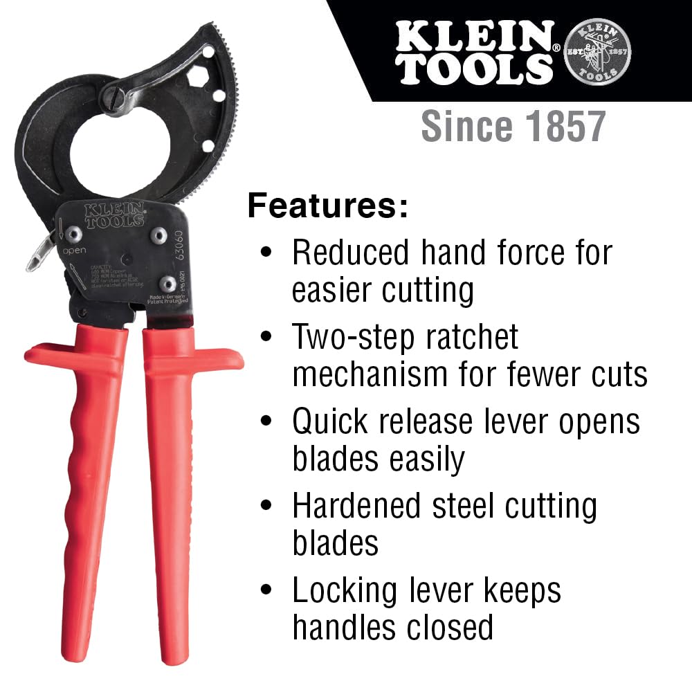 Klein Tools 63060 hold-open spring enabling rapid multi-cut operation