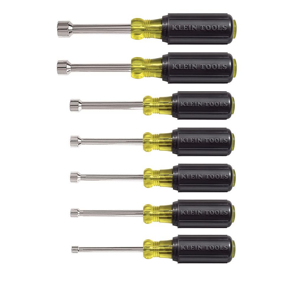 Klein Tools 631 nut driver set with hollow shaft design for long bolts.