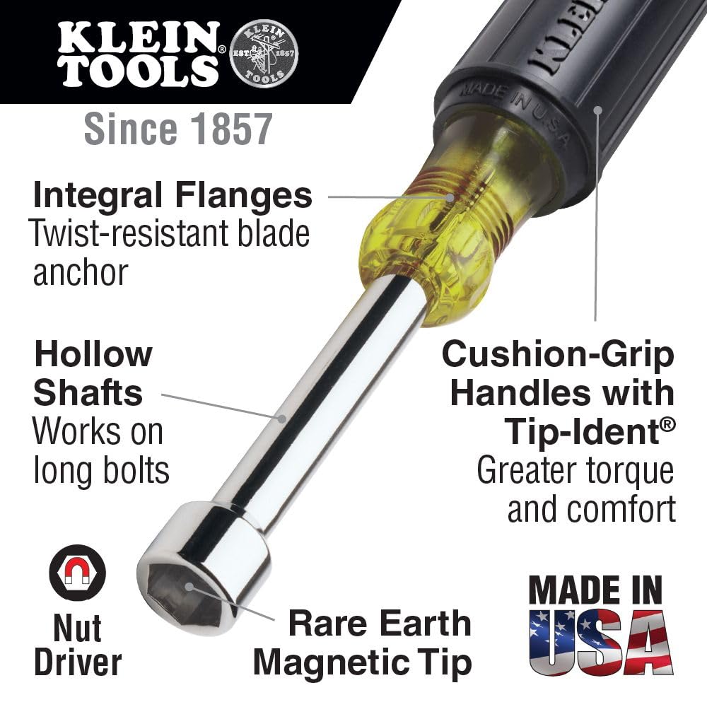 Klein Tools 647M magnetic tips close-up showing secure fastener hold.