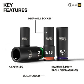 Klein Tools 65109IMPCT KNECT 3-8 inch socket close-up for better torque access.