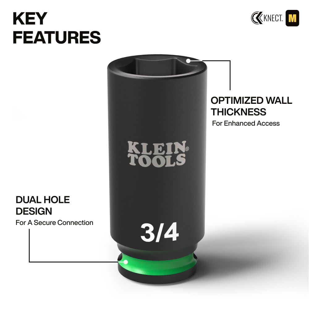 Klein Tools 65109IMPCT KNECT color-coded rings highlight size at a glance.