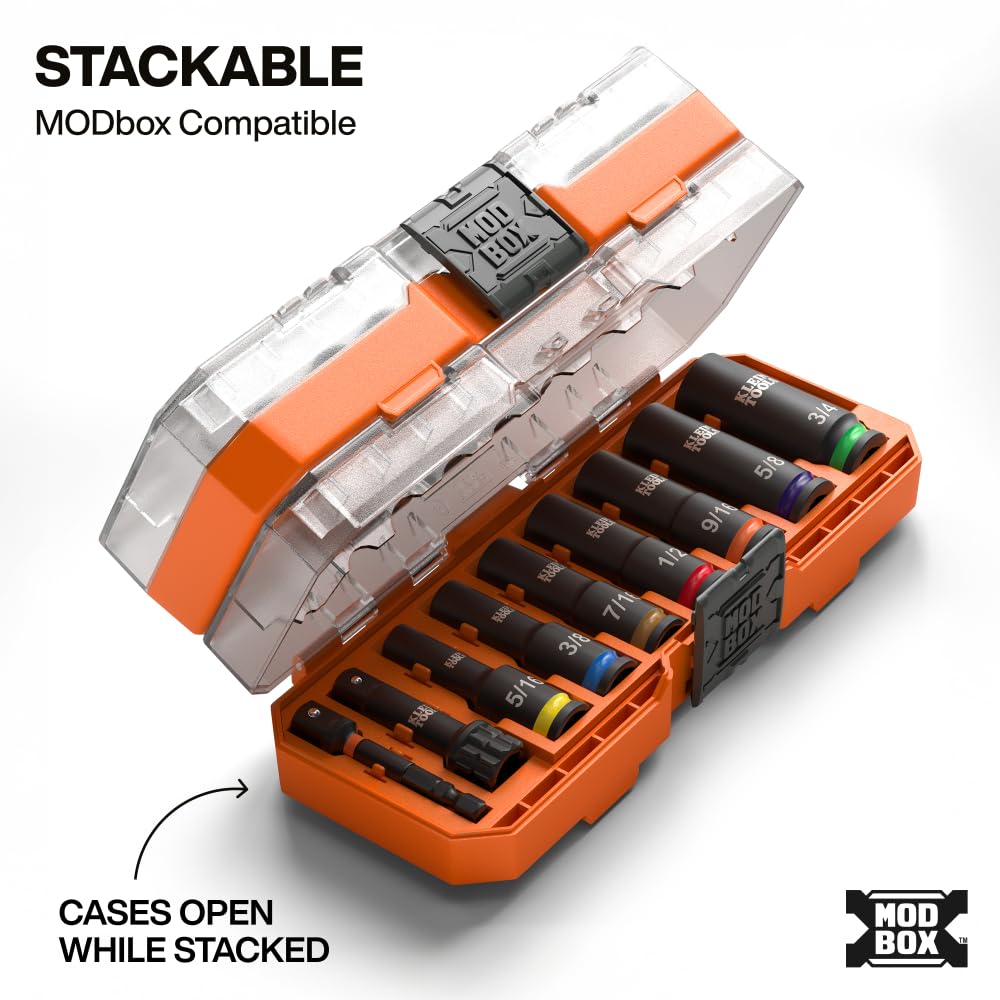 Klein Tools 65109IMPCT KNECT MODbox case shown for organized storage.