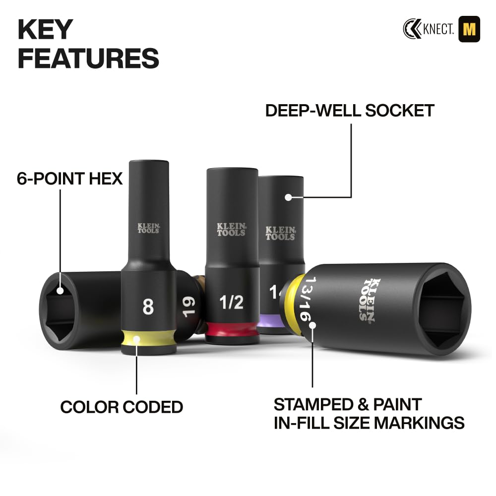 Klein Tools 65121IMPCT color coded rings improve fast size recognition