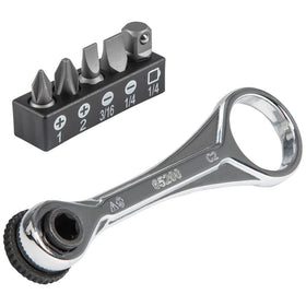 Klein Tools 65200 mini ratchet set in compact design for tight spaces.