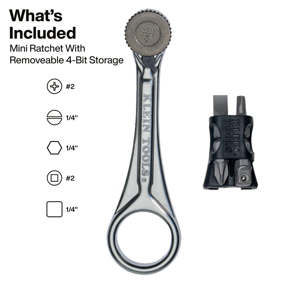 Klein Tools 65200MAG slim-profile ratchet shown in use in a confined workspace.