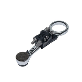 Klein Tools 65200MAG magnetic mini ratchet in hand for precise fastening in tight spaces.