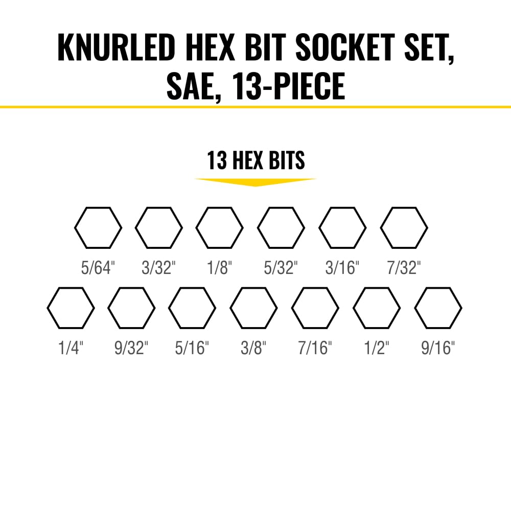 Klein Tools 65213HEX knurling base improves grip when starting fasteners.