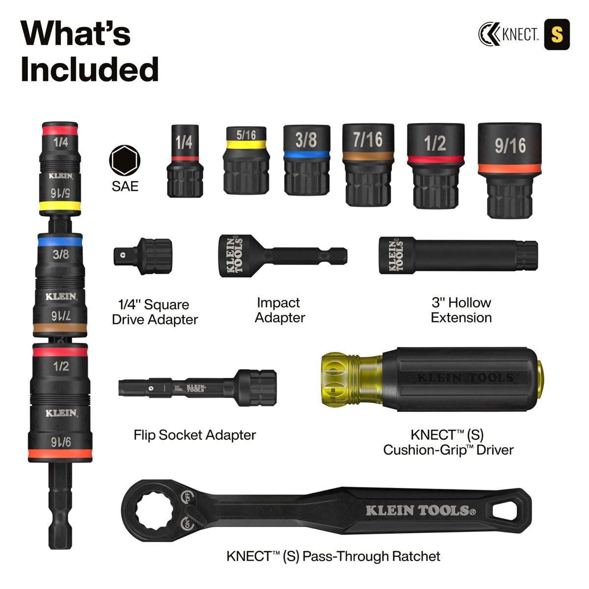 Klein Tools 65301KNECT flip socket combines two sizes in one tool