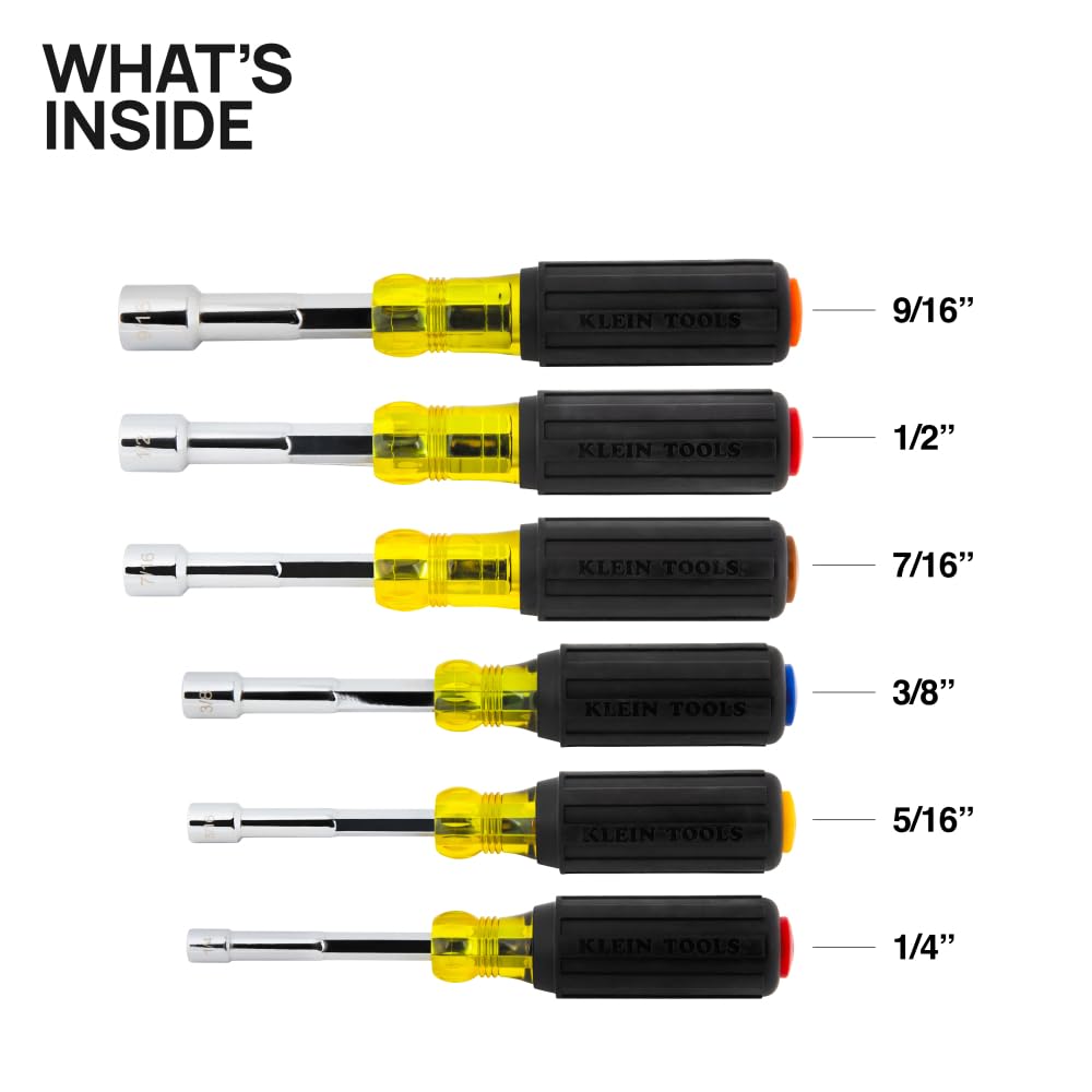 Klein Tools 65456 hollow-shaft nut driver 3/8-inch for high-torque nut installation.