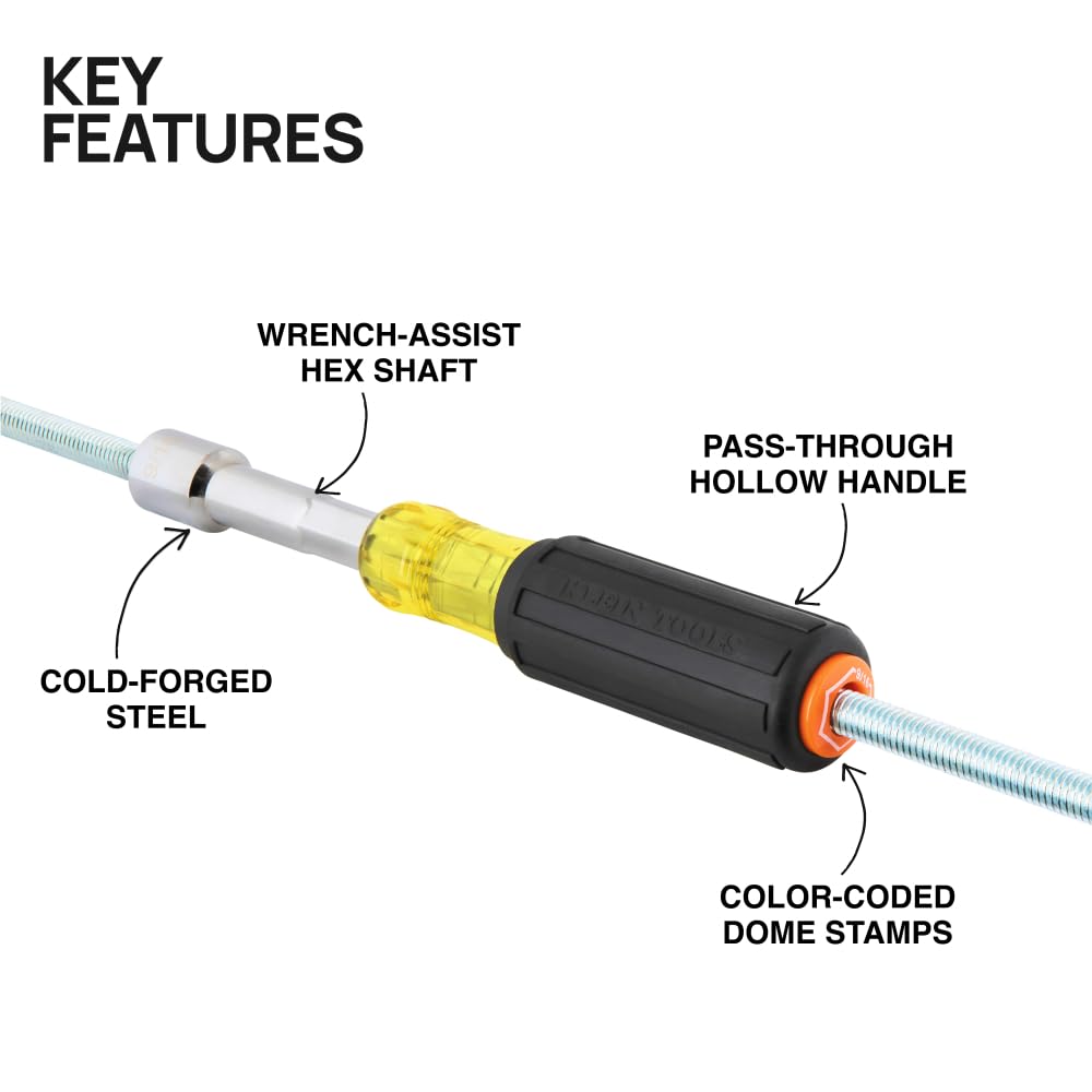 Klein Tools 65456 hollow-shaft nut driver 5/16-inch with color-coded size identification.
