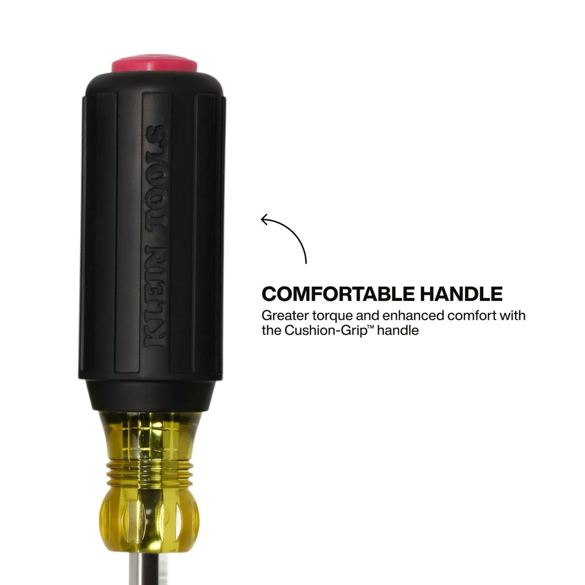 Klein Tools 65456M 13mm heavy-duty nut driver with forged steel shaft for durability.