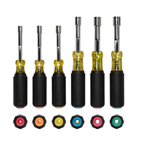 Klein Tools 65456M 6mm nut driver with color-coded dome stamp for quick size recognition.
