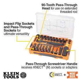Klein Tools 65500KNECT 90-tooth ratchet delivers minimal arc in tight spaces.