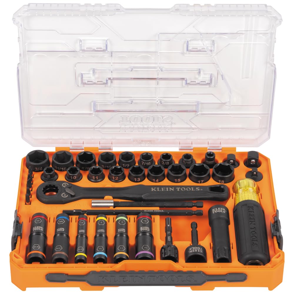 Klein Tools 65500KNECT pass-through sockets enabling access to tight, extended bolts.