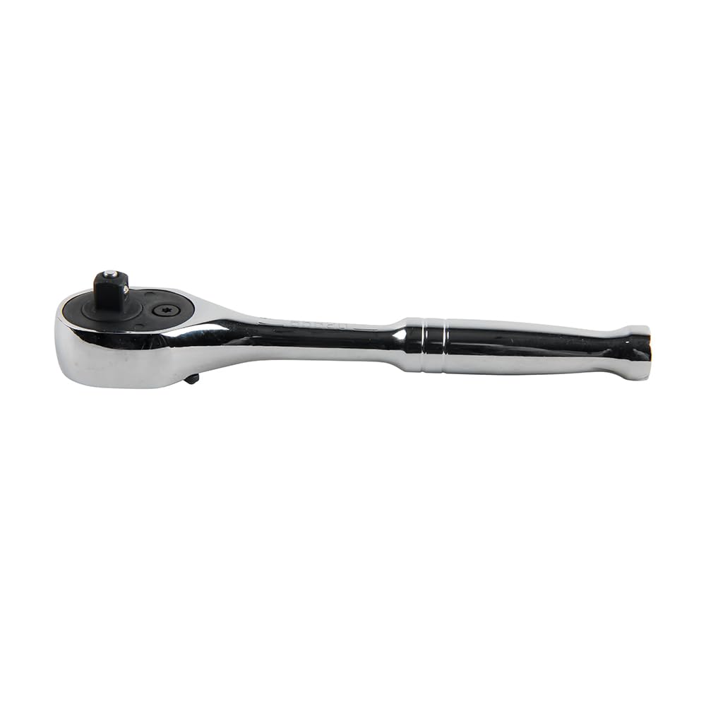 Klein Tools 65620 ratchet front view highlights sturdy 1/4-inch drive for quick fastening.