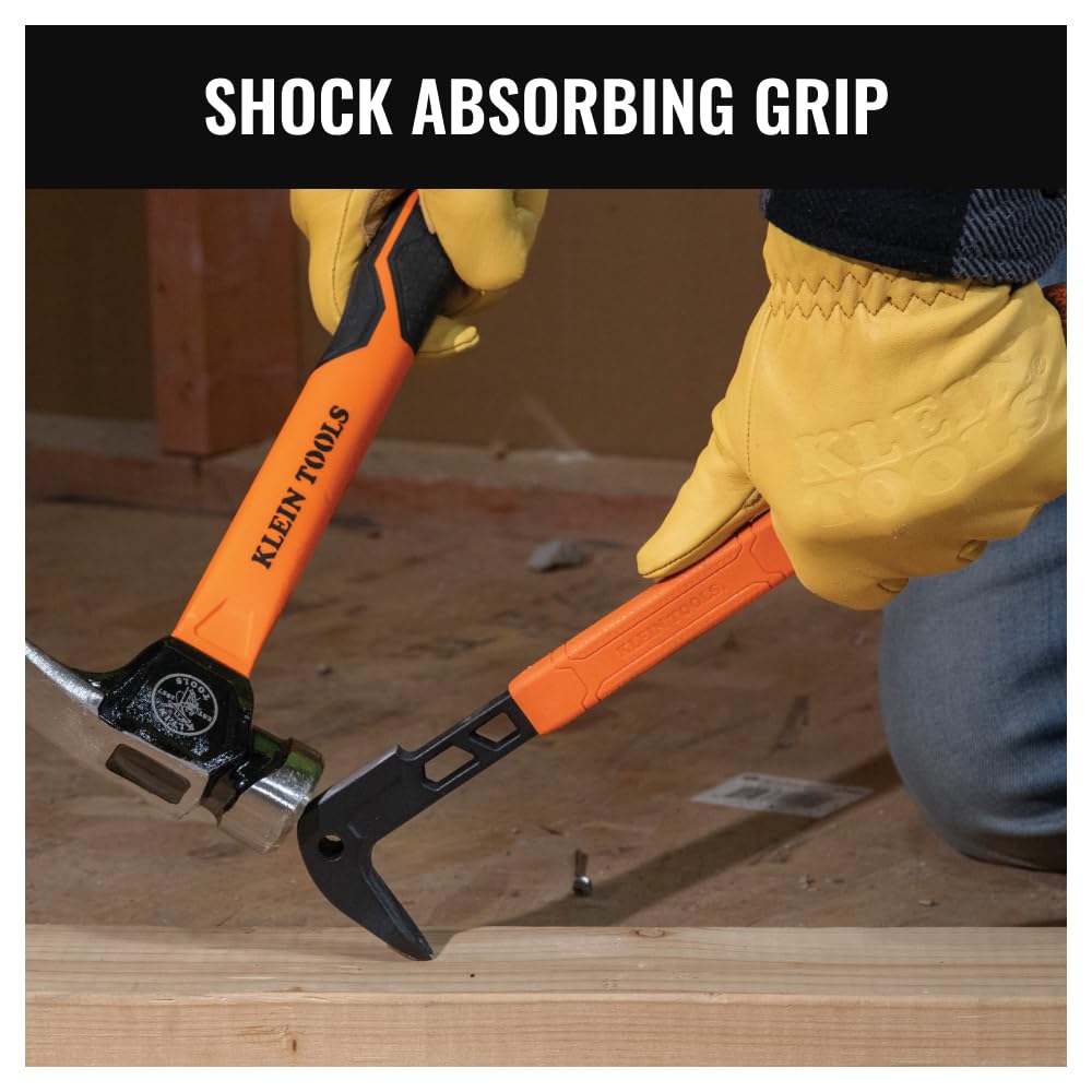 Klein Tools 66093 nail puller with TPR grip reducing fatigue during use