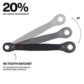 Klein Tools 68215 90-tooth ratchet minimizes arc swing for cramped spaces